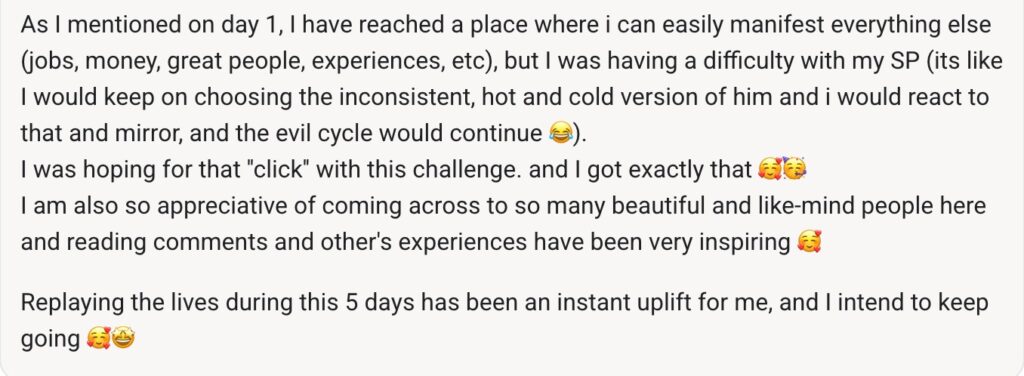 5 Days to Reconnect With the Version of You That Gets What You Want - Testimonial